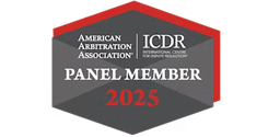 American Arbitration Association ICDR International Centre For Dispute Resolution Panel Member 2025